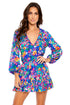 Luli Fama Water Blossoms Ruffled Deep V Frill Hem Dress
